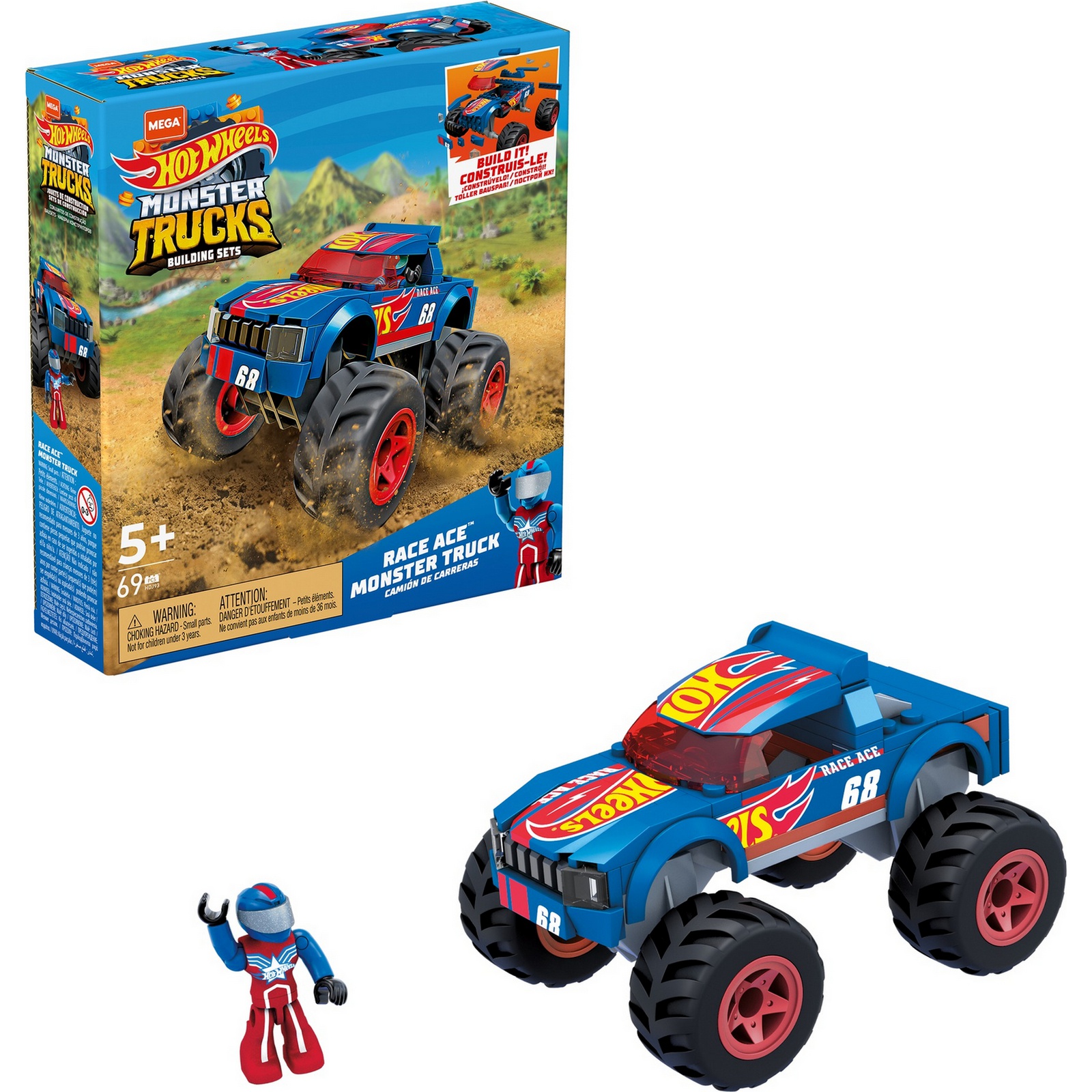 Конструктор Mega Construx Hot Wheels Монстр-трак Рейс Эйс HDJ93 - фото 5