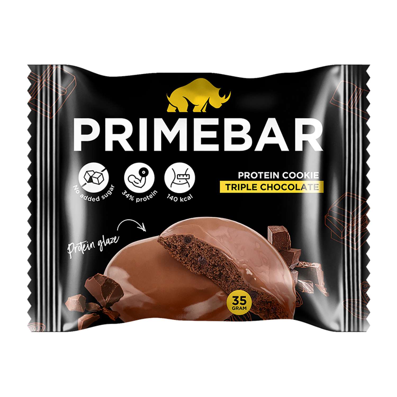Печенье протеиновое Primebar тройной шоколад в глазури35г - фото 1