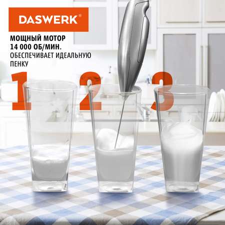 Капучинатор электрический DASWERK вспениватель молока для дома и кухни с подставкой питчером трафаретами