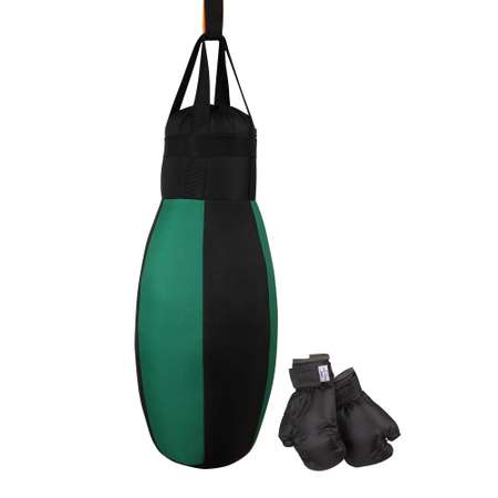 Детский набор для бокса Belon familia груша с перчатками цвет чёрный и зеленый