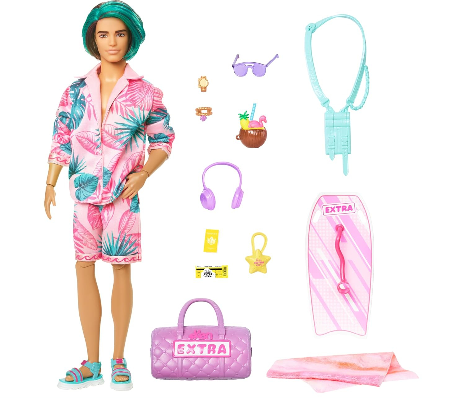 Кукла Barbie Extra Fly Кен с пляжной одеждой HNP86 HNP86 - фото 3