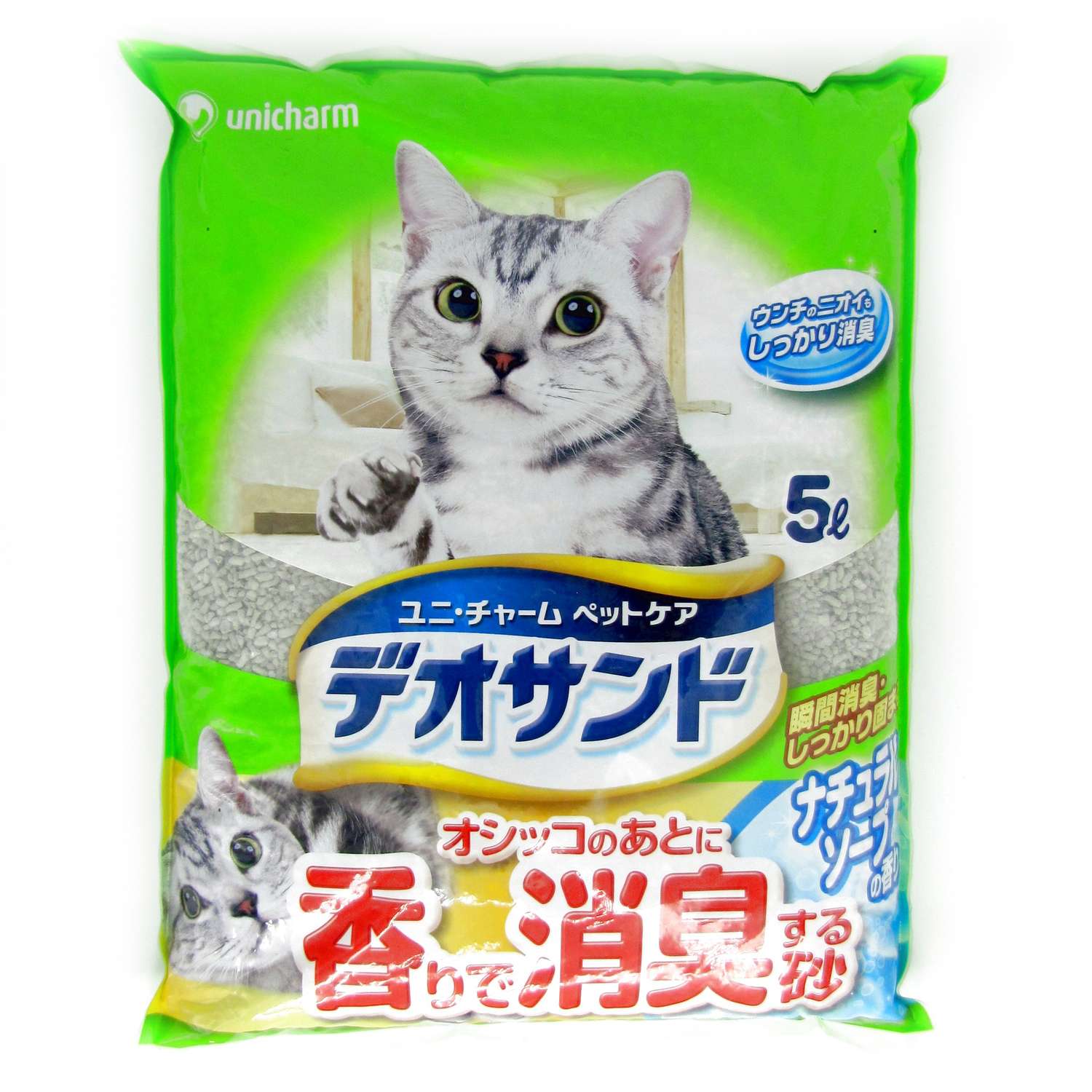 Наполнитель для кошек Unicharm бентонитовый дезодорирующий с ароматом мыла 5л - фото 1