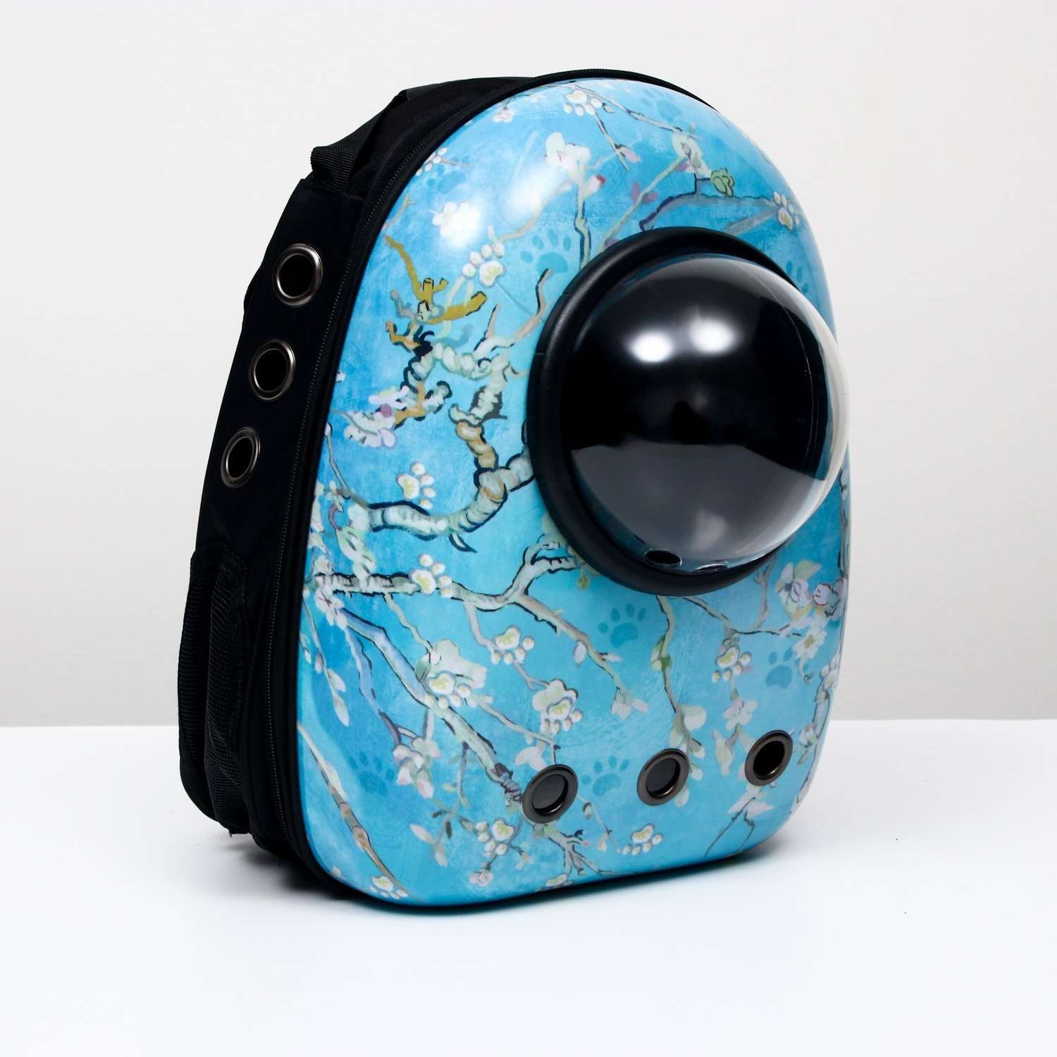 Рюкзак для переноски животных Пижон с окном для обзора «Лапки» голубой - фото 1