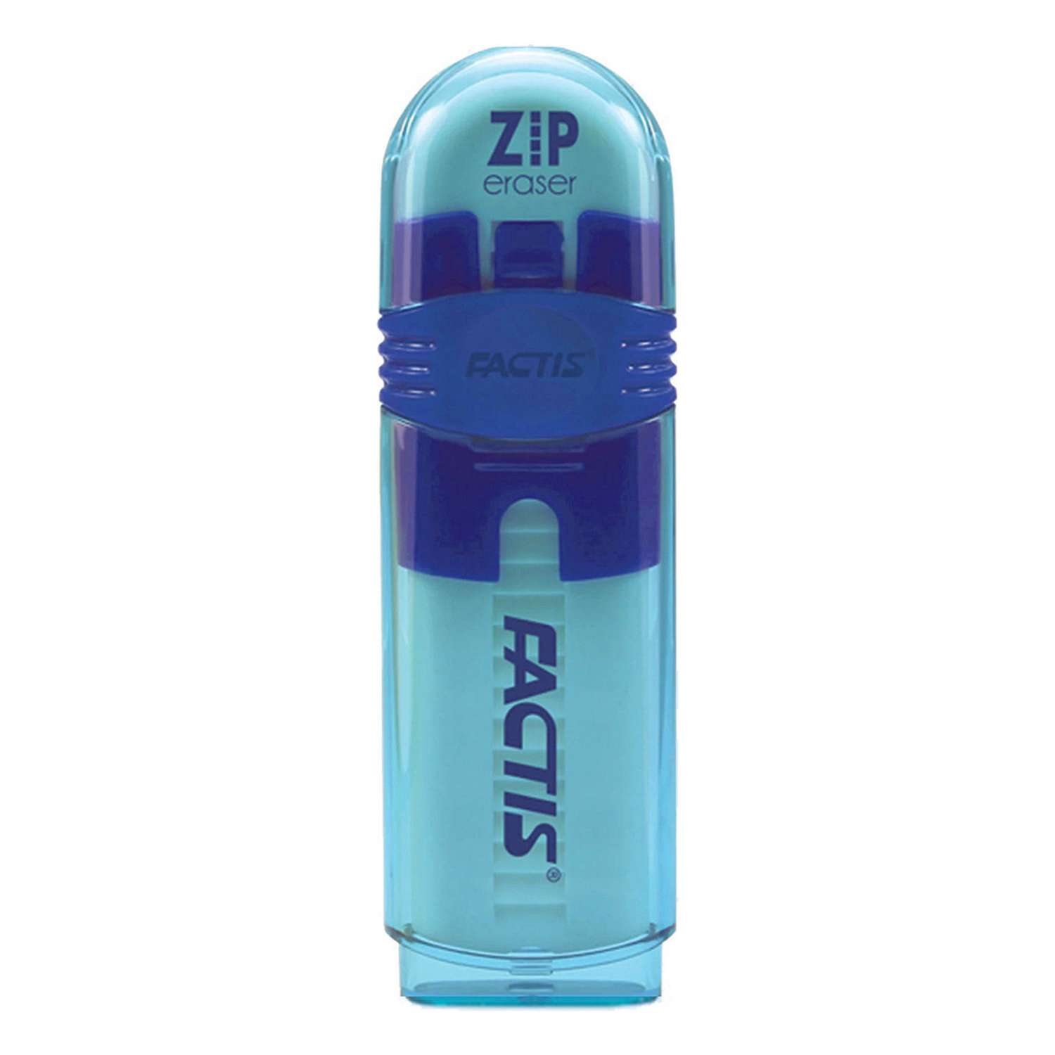 Ластик FACTIS ZIP белый выдвижной ПВХ в футляре голубого цвета PTF1030 - фото 1