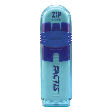 Ластик FACTIS ZIP белый выдвижной ПВХ в футляре голубого цвета PTF1030