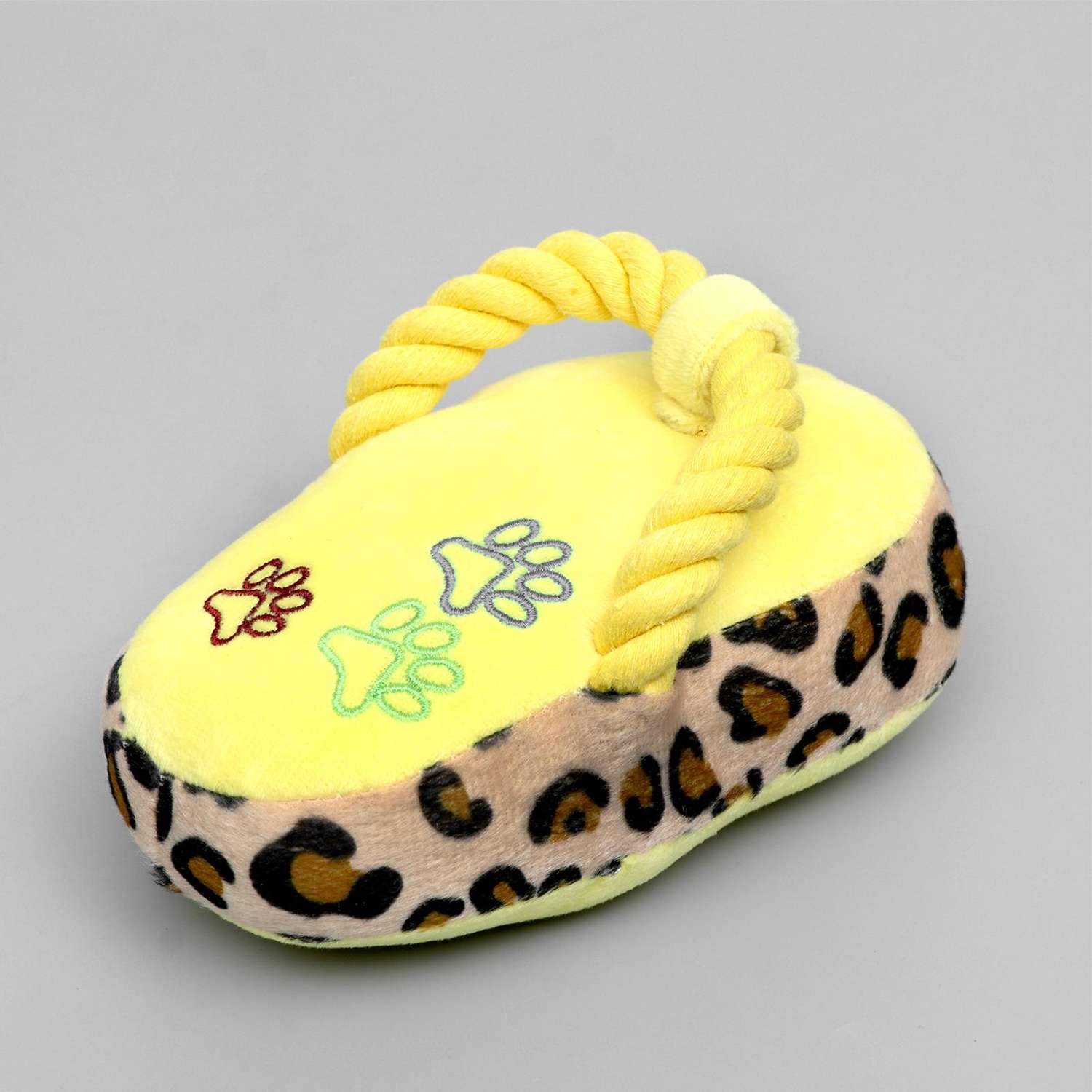 Игрушка для собак Пижон мягкая «Тапок с канатом» и пищалкой 15 см жёлтая - фото 1