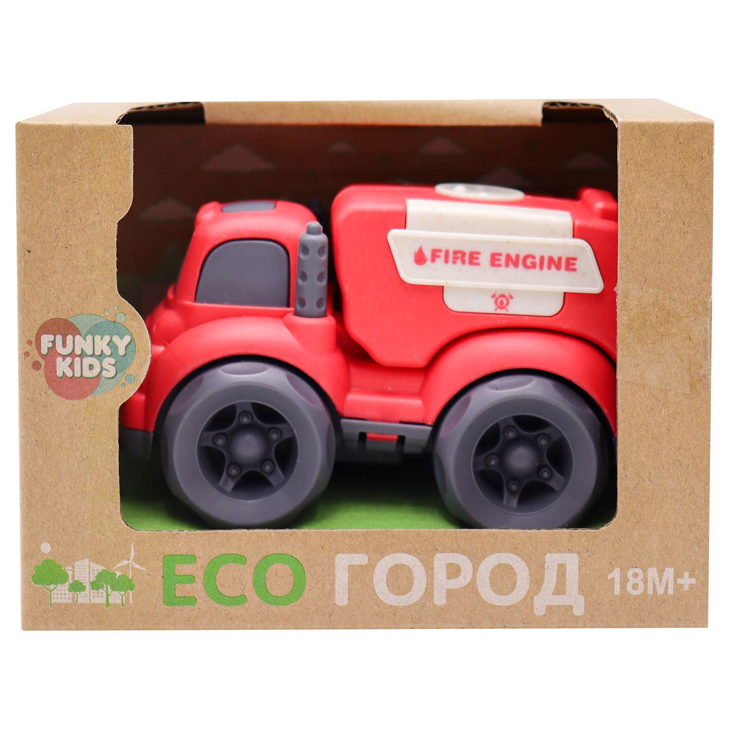 Игрушка Funky Toys Эко-машинка пожарная Красная 10 см FT0278076 - фото 2