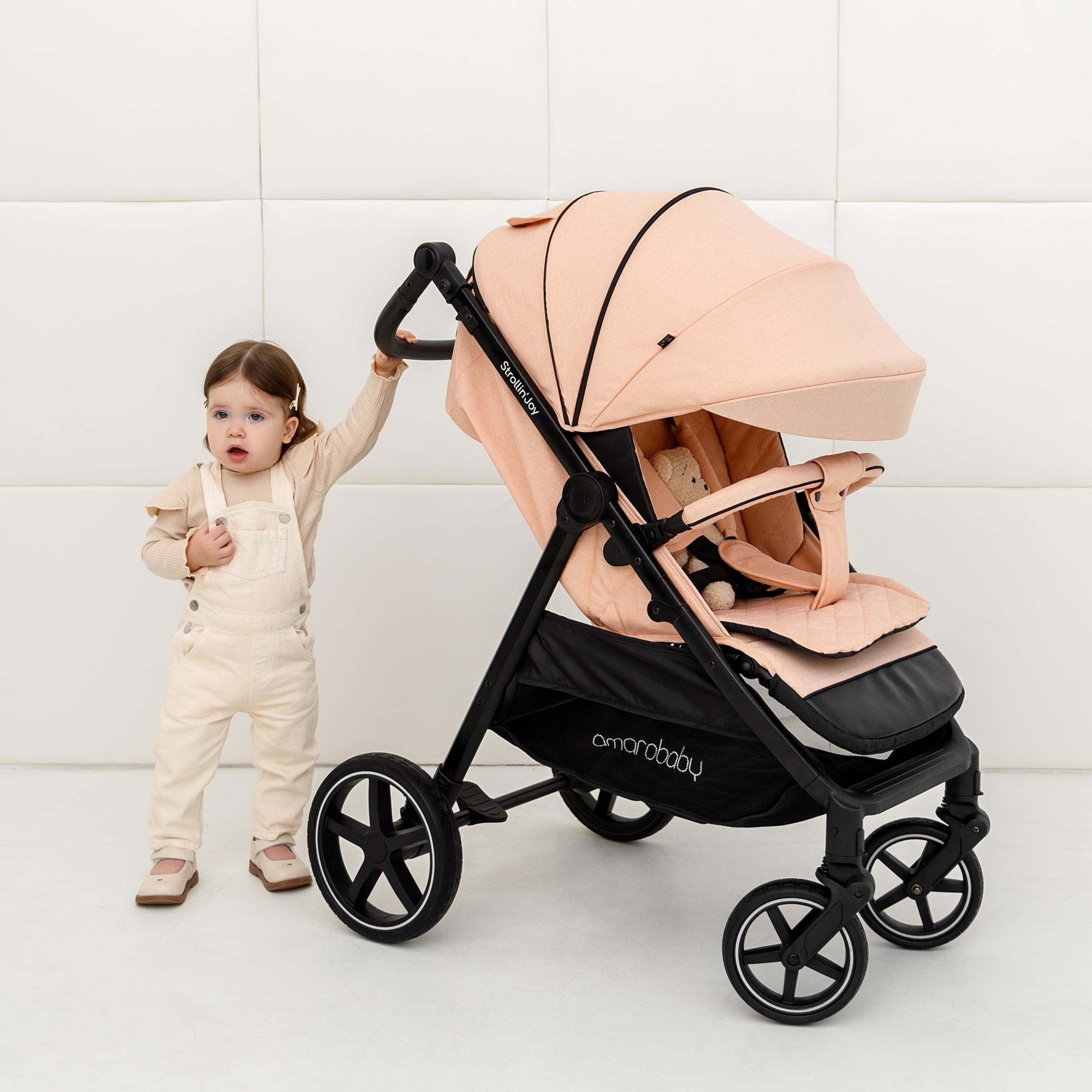 Прогулочная коляска Amarobaby StrollinJoy персиковый - фото 25