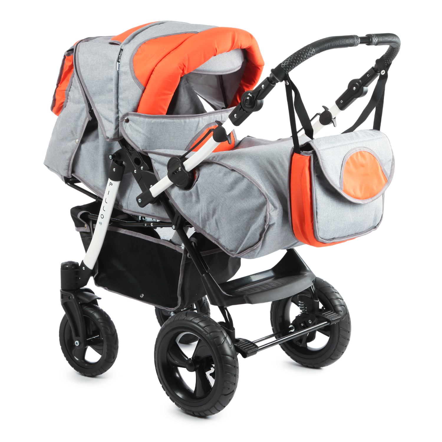 Коляска трансформер Babyton Pillo Grey-Orange - фото 1