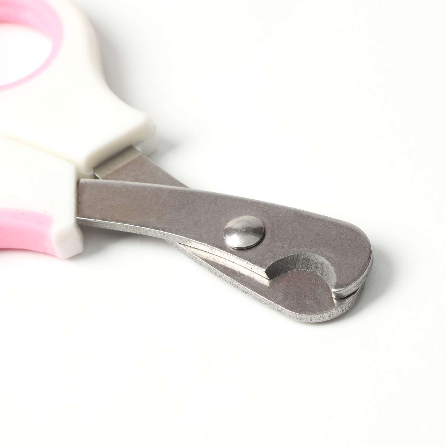 Ножницы-когтерезы Пижон средние с упором для пальца белые с розовым - фото 2