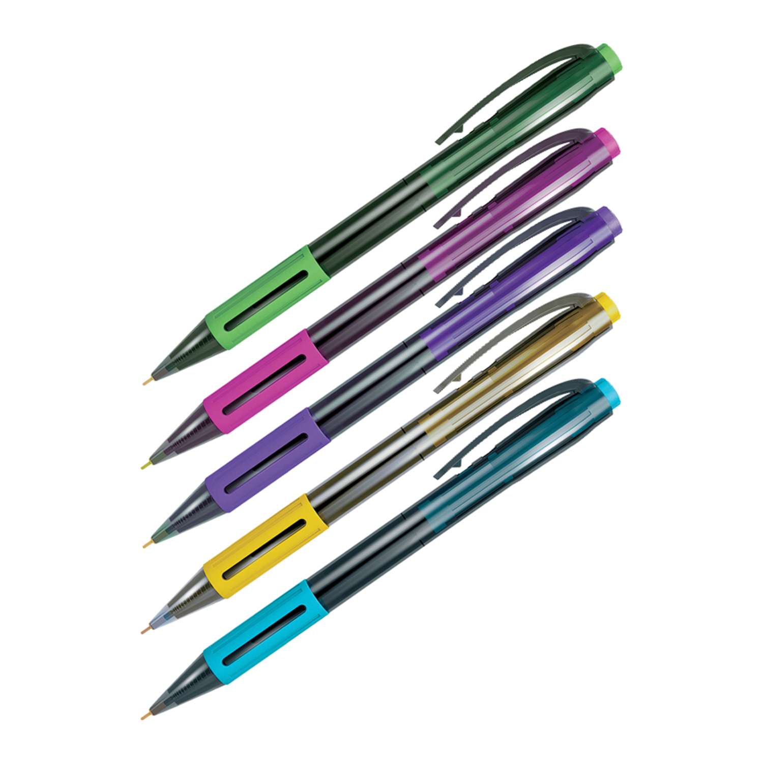 Ручка шариковая автоматическая Berlingo SI-400 Color синяя 07мм грип корпус ассорти набор 30 шт - фото 1