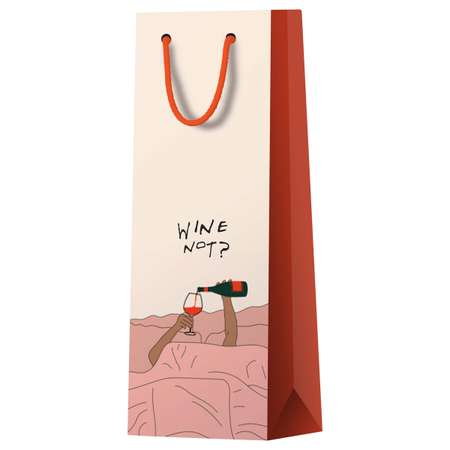 Пакет подарочный Meshu Wine not глянцевая ламинация под бутылку