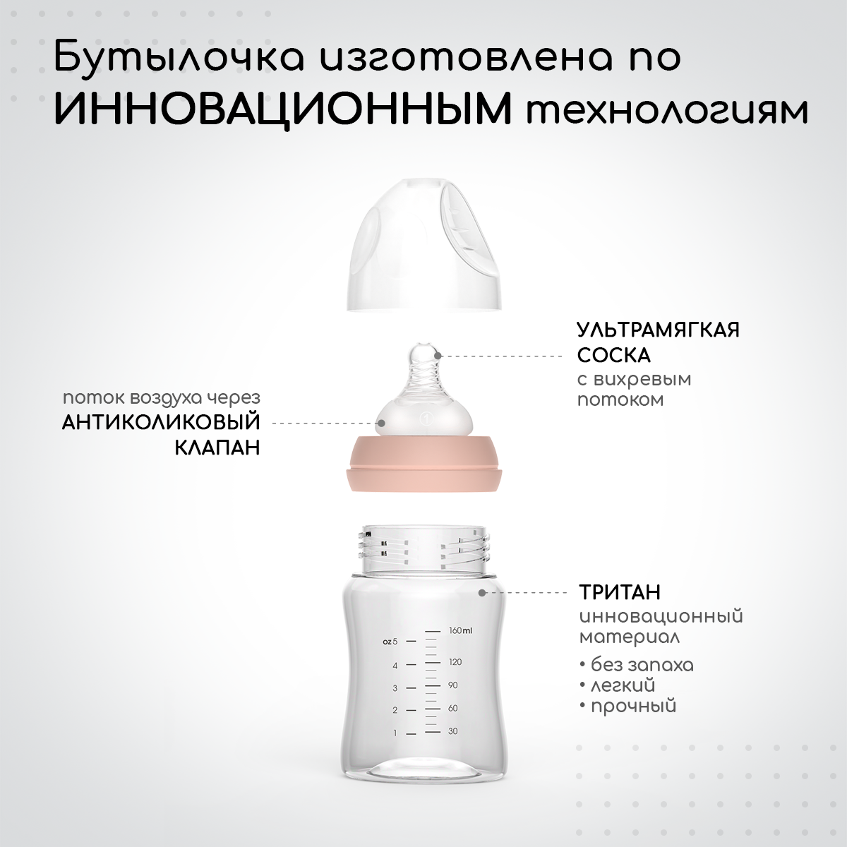 Бутылочка для кормления Miyoumi Blush -160 ml 1шт - фото 3