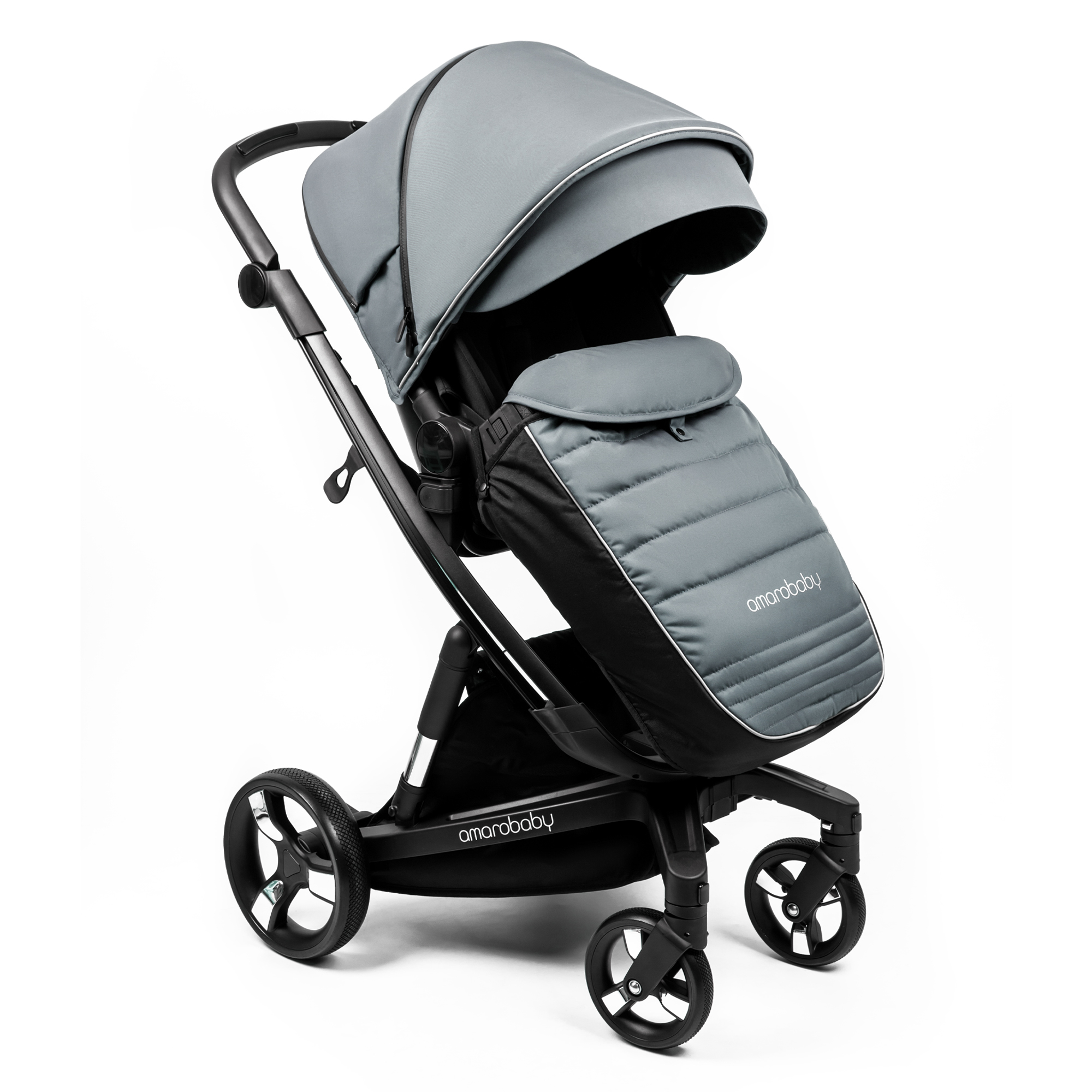 Коляска детская 2 в 1 AmaroBaby Tutum с Auta brake серый - фото 28