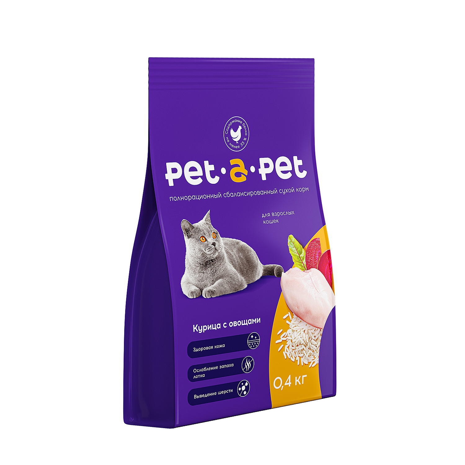 Корм для кошек Pet-a-Pet 0,4 кг c цыпленком купить по цене 279 ₽ с доставкой  в Москве и России, отзывы, фото