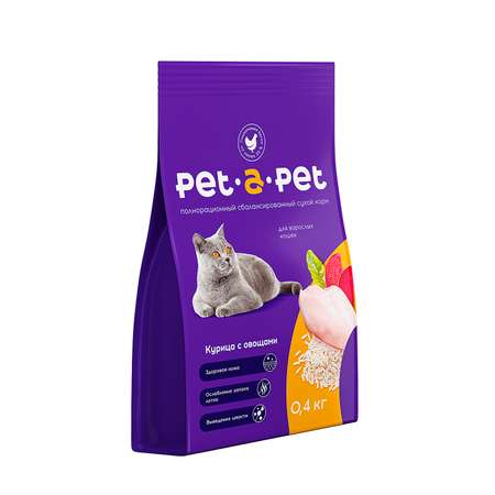 Корм для кошек Pet-a-Pet 0.4кг c цыпленком