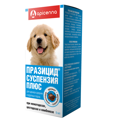 Препарат противопаразитарный для щенков Apicenna Празицид-суспензия Плюс средних и крупных пород 6мл
