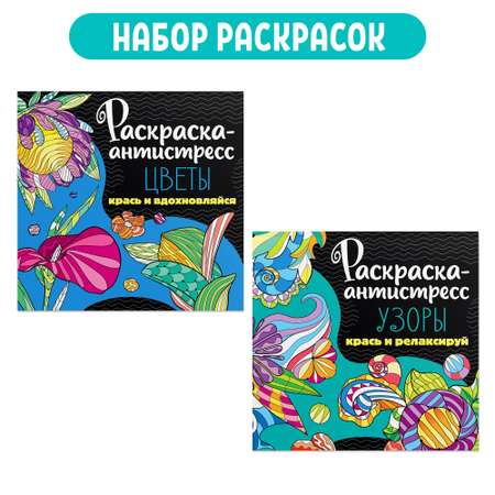 Набор Проф-Пресс Раскраска-антистресс 213Х213. Узоры+Цветы 2 шт.