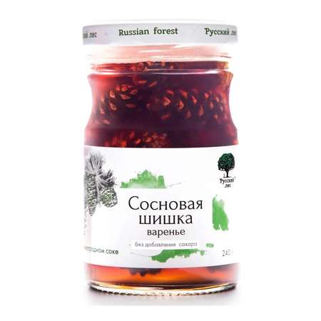 Варенье Русский лес из зелёных сосновых шишек на виноградном соке без сахара 240гр