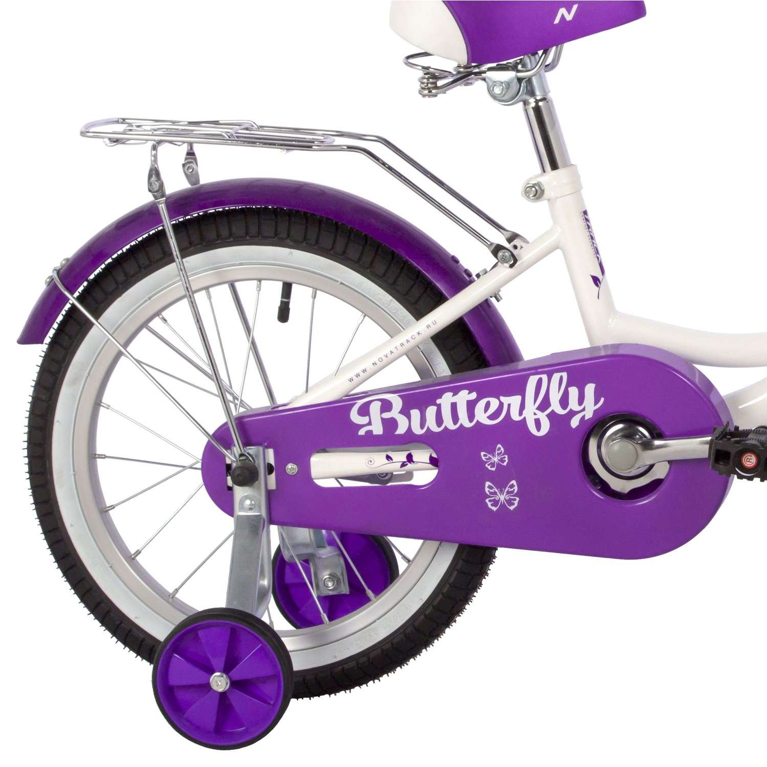 Велосипед 16 белый-фиолетовый NOVATRACK BUTTERFLY - фото 5