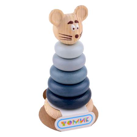 Пирамидка деревянная Томик развивающая игрушка Мышонок 7 деталей П-03
