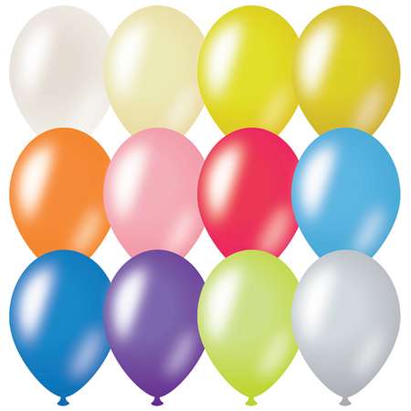Воздушные шары Meshu металлик 12 цветов ассорти 100шт М9/23см