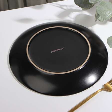 Тарелка Доляна керамическая обеденная «Ваниль» d=27 см цвет чёрный