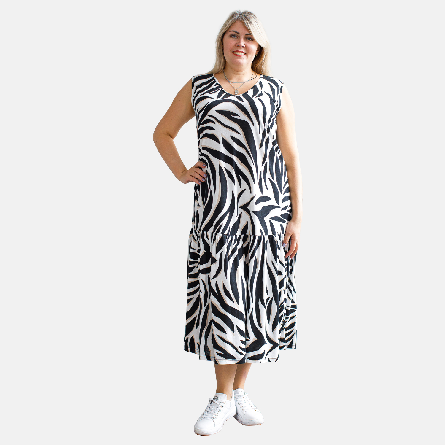 Платье Агапэ 5106_чёрный зебра - фото 2