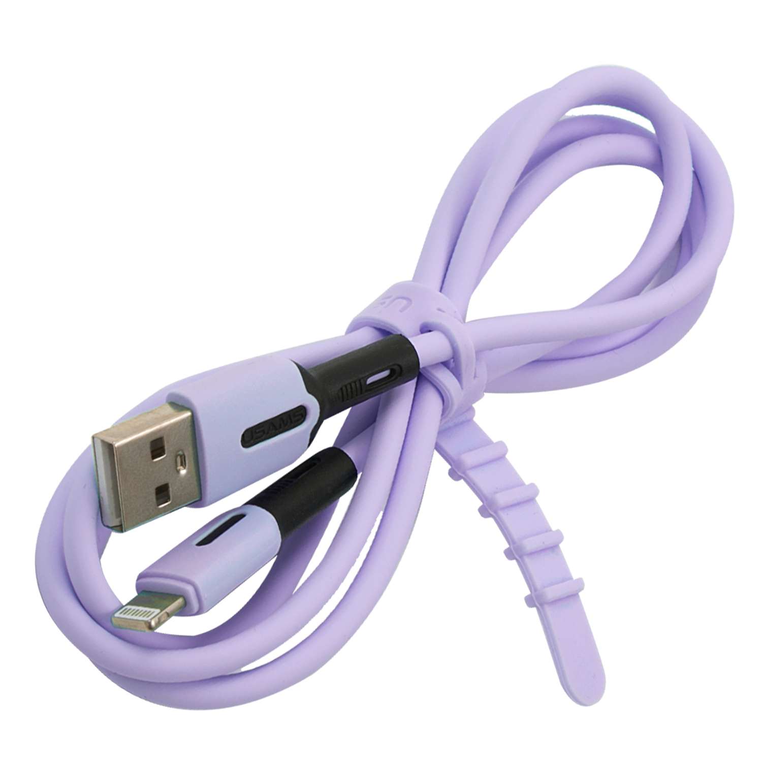 Дата-Кабель USAMS SJ431 USB - Lightning с индикатором 1метр силиконовый фиолетовый - фото 1