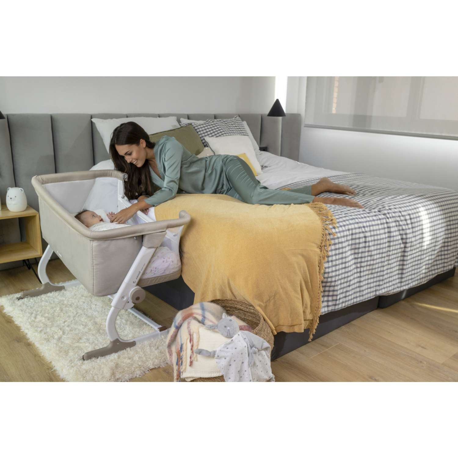 Кровать JANE приставная 0+ с комплектом постельного белья Baby Side Iris - фото 3