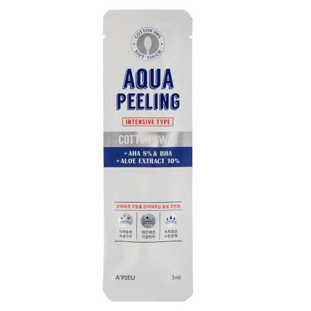 Ватная палочка для пилинга APieu Aqua peeling c 8% aha и bha-кислотами и экстрактом алоэ вера интенсивного действия 3 мл