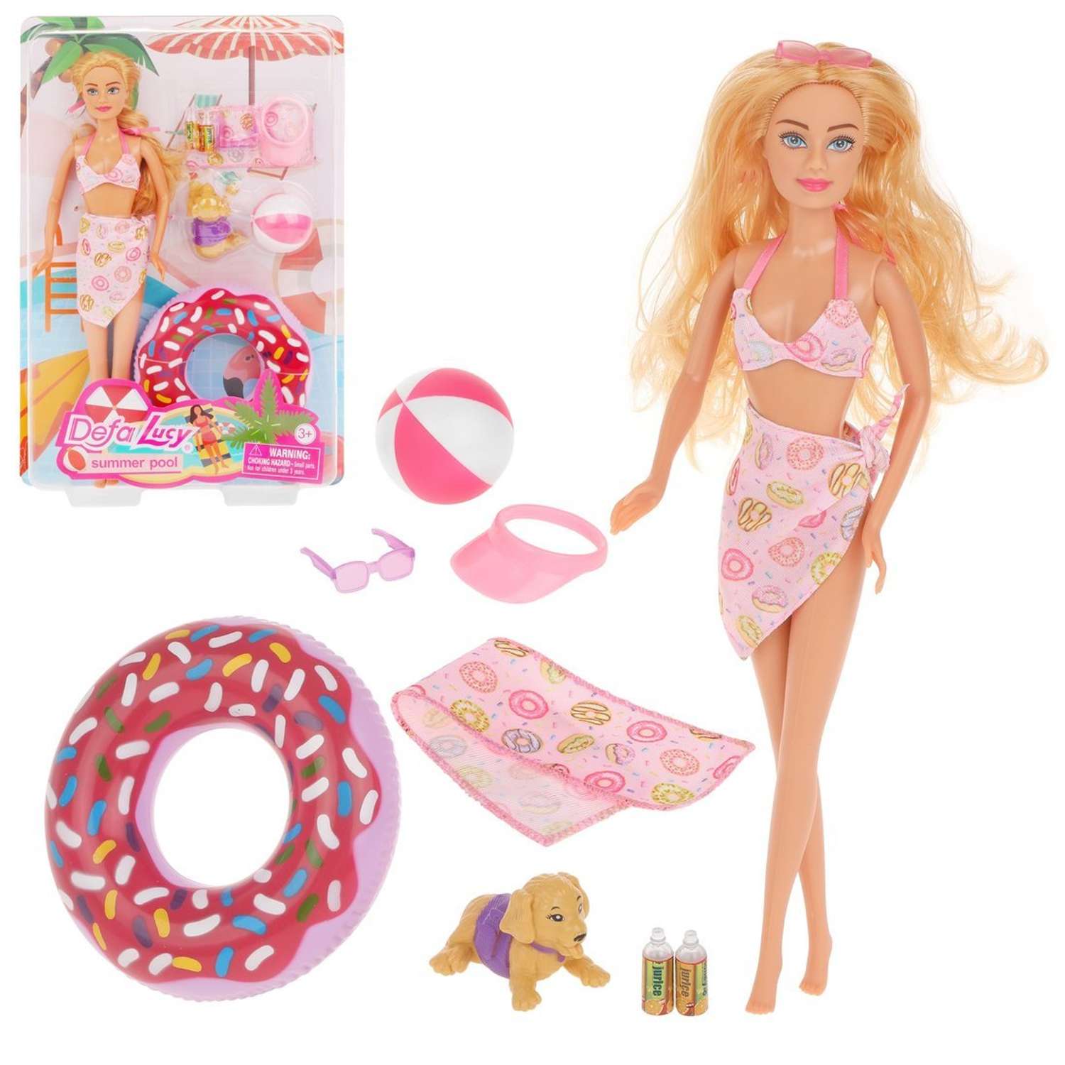 Кукла Lucy Наша Игрушка игоровой набор Пляжный отдых всего 8 предметов 801011 - фото 1