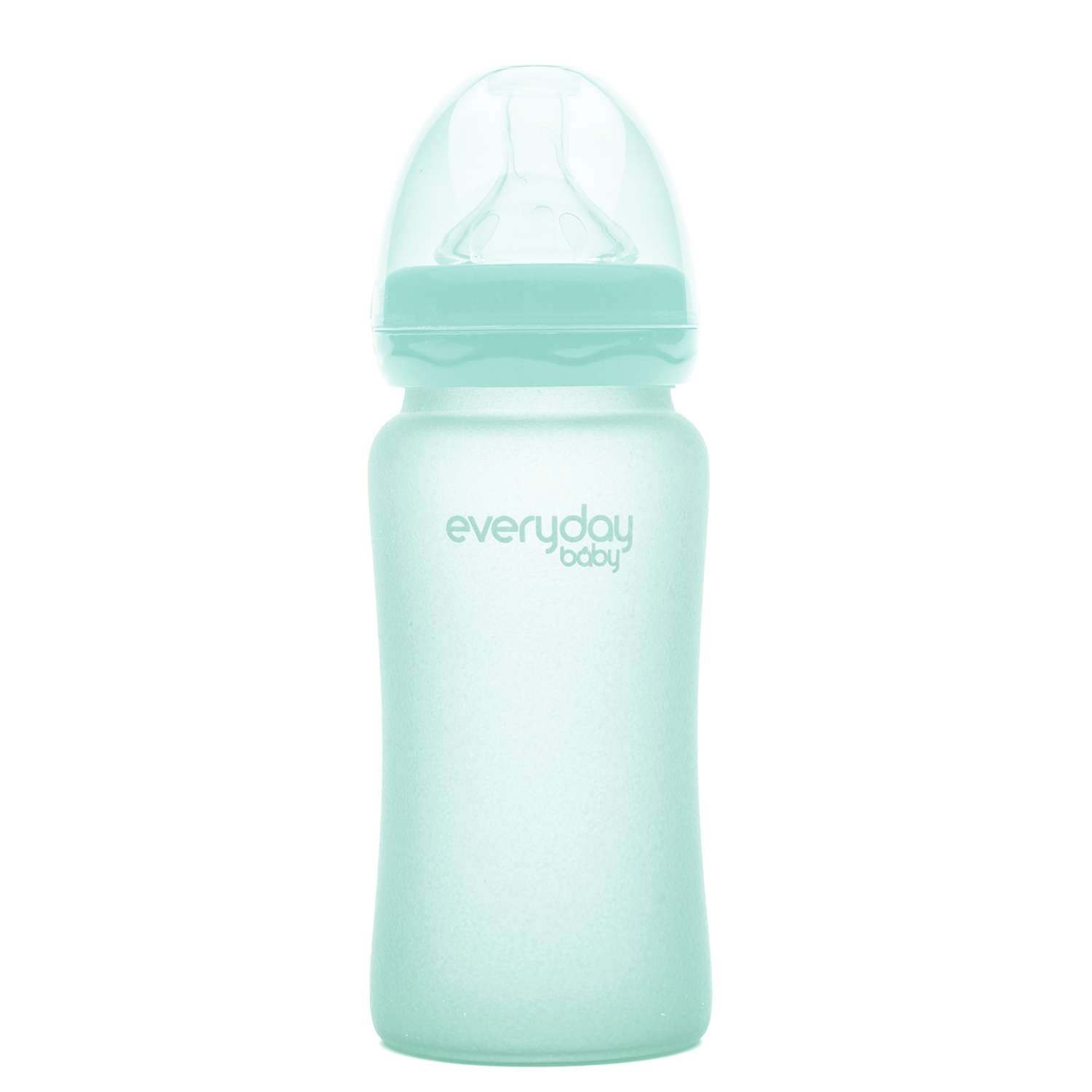 Бутылочка Everyday Baby Healthy стеклянная с защитным силиконовым покрытием 240 мл мятный - фото 1