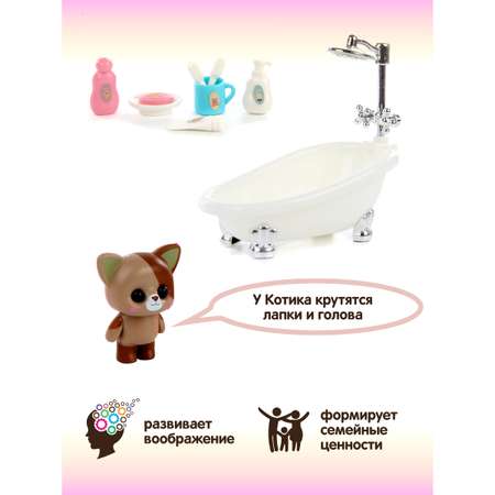 Мебель для кукол Veld Co Ванная комната и котик
