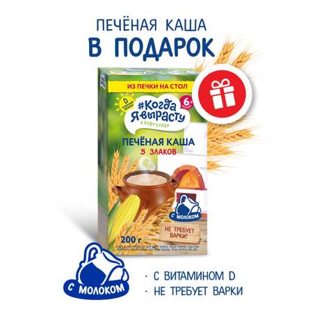 Смесь сухая Когда Я вырасту ВКУСНЯШКА от 1 года малина 300г и КОГДА Я ВЫРАСТУ Каша печёная 5 злаков с 6 мес 200г