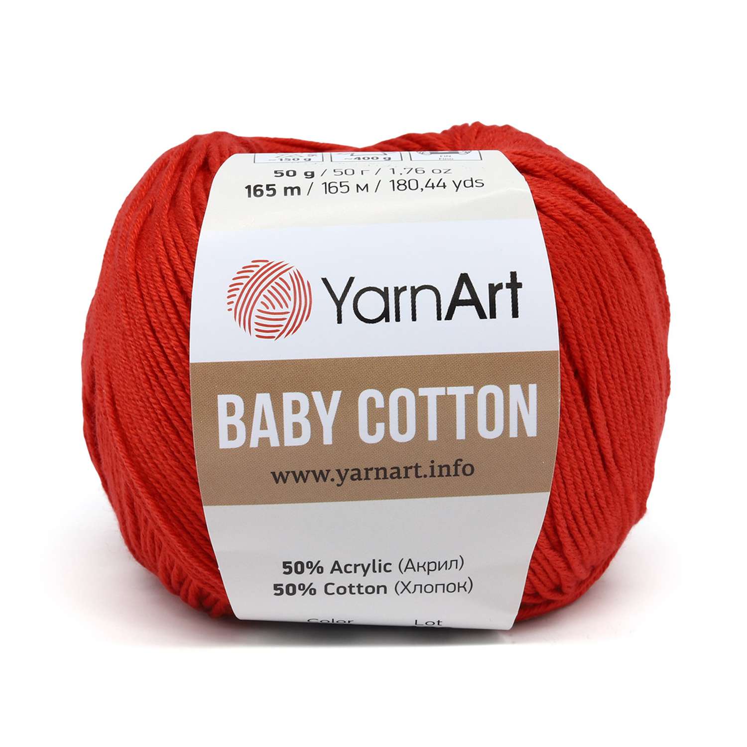 Пряжа для вязания YarnArt Baby Cotton 50гр 165 м хлопок акрил детская 10 мотков 426 красный - фото 6