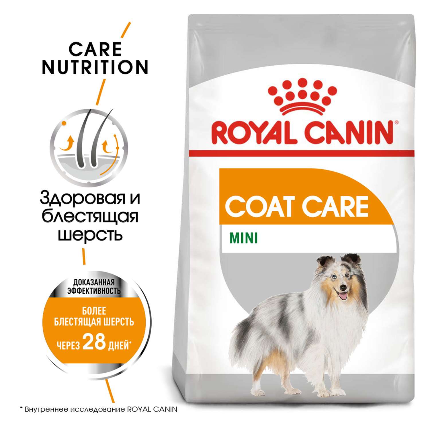 Корм для собак ROYAL CANIN Mini Coat Care мелких пород с тусклой и сухой шерстью 1кг - фото 1