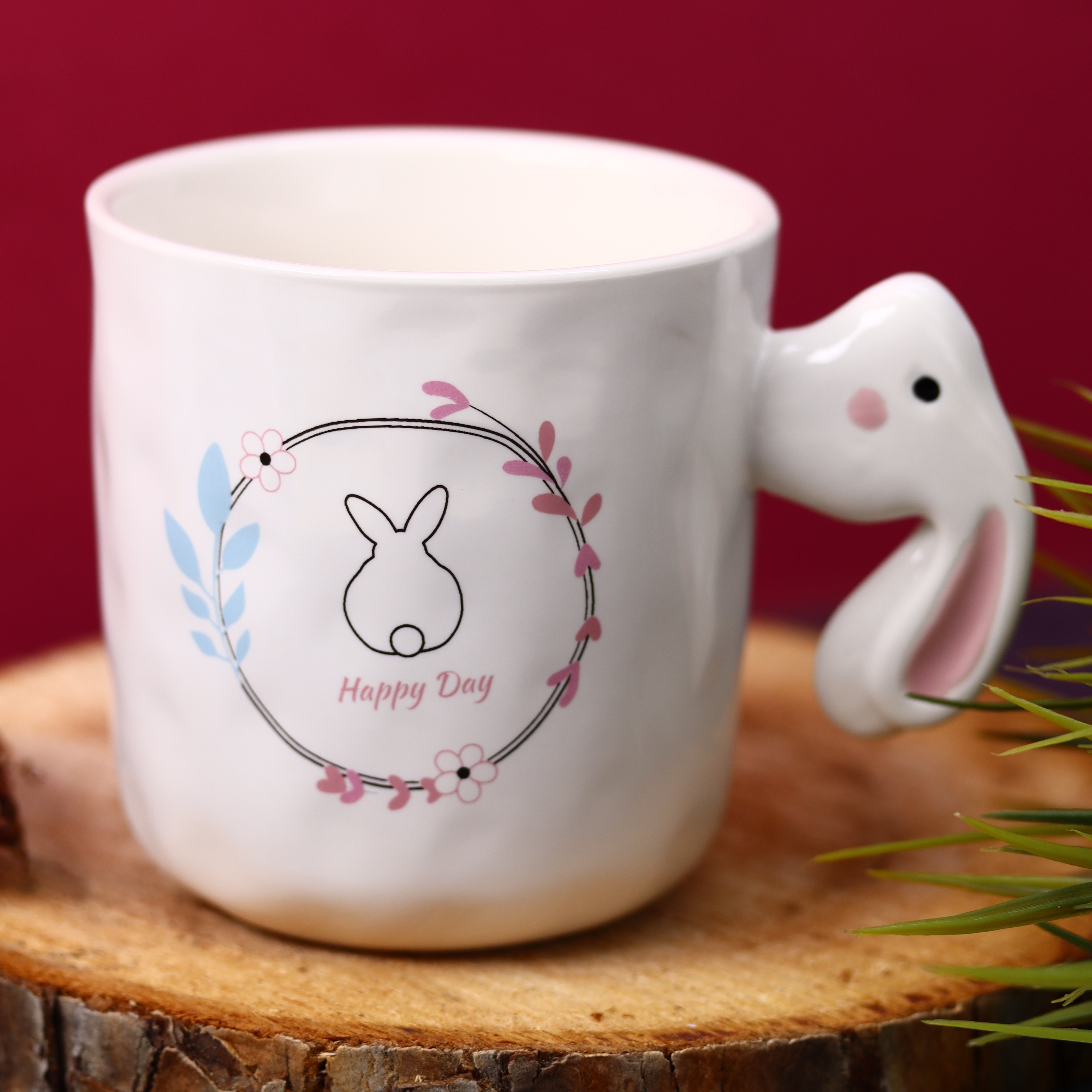 Кружка керамическая iLikeGift Rabbit happy day с ложкой - фото 7