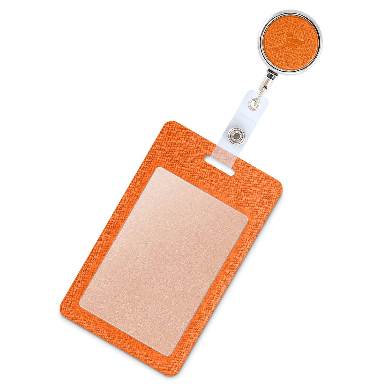 Держатель для бейджа Flexpocket с металлическим ретрактором вертикальный оранжевый - фото 2