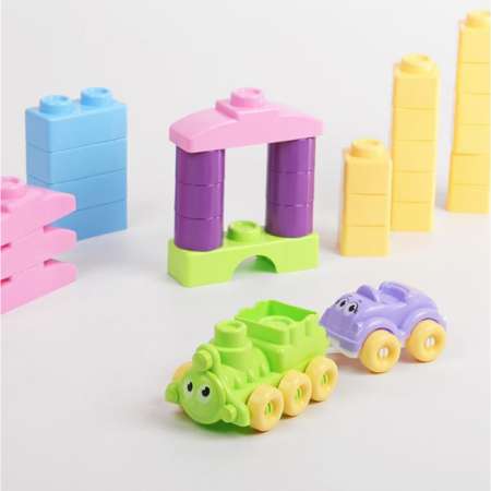 Развивающие игрушки БИПЛАНТ Конструктор для малышей Кноп-Кнопыч 61 деталь пастель + Пирамидка детская большая