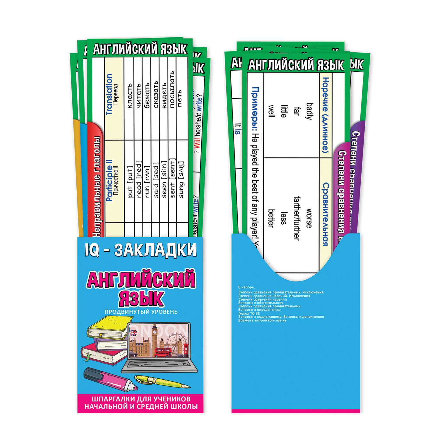 Закладки картонные Праздник по английскому языку для школы шпаргалка 7 шт - фото 4