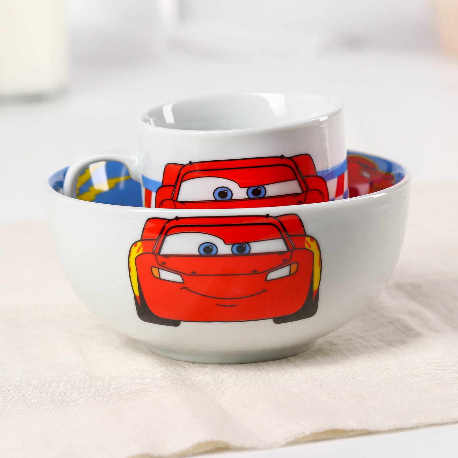 Набор детской посуды Disney «Молния Маккуин» 2 предмета: салатник кружка - фото 6