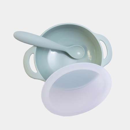 Набор детской посуды Moro Baby голубой: тарелка крышка ложка