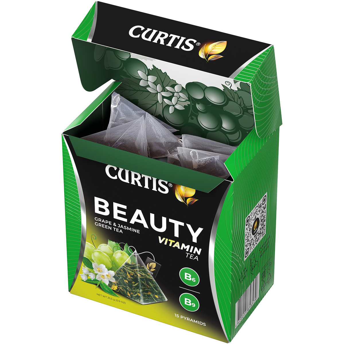 Чай зеленый Curtis Beauty 15 пирамидок с кусочками винограда и витаминами В6 В9 - фото 4