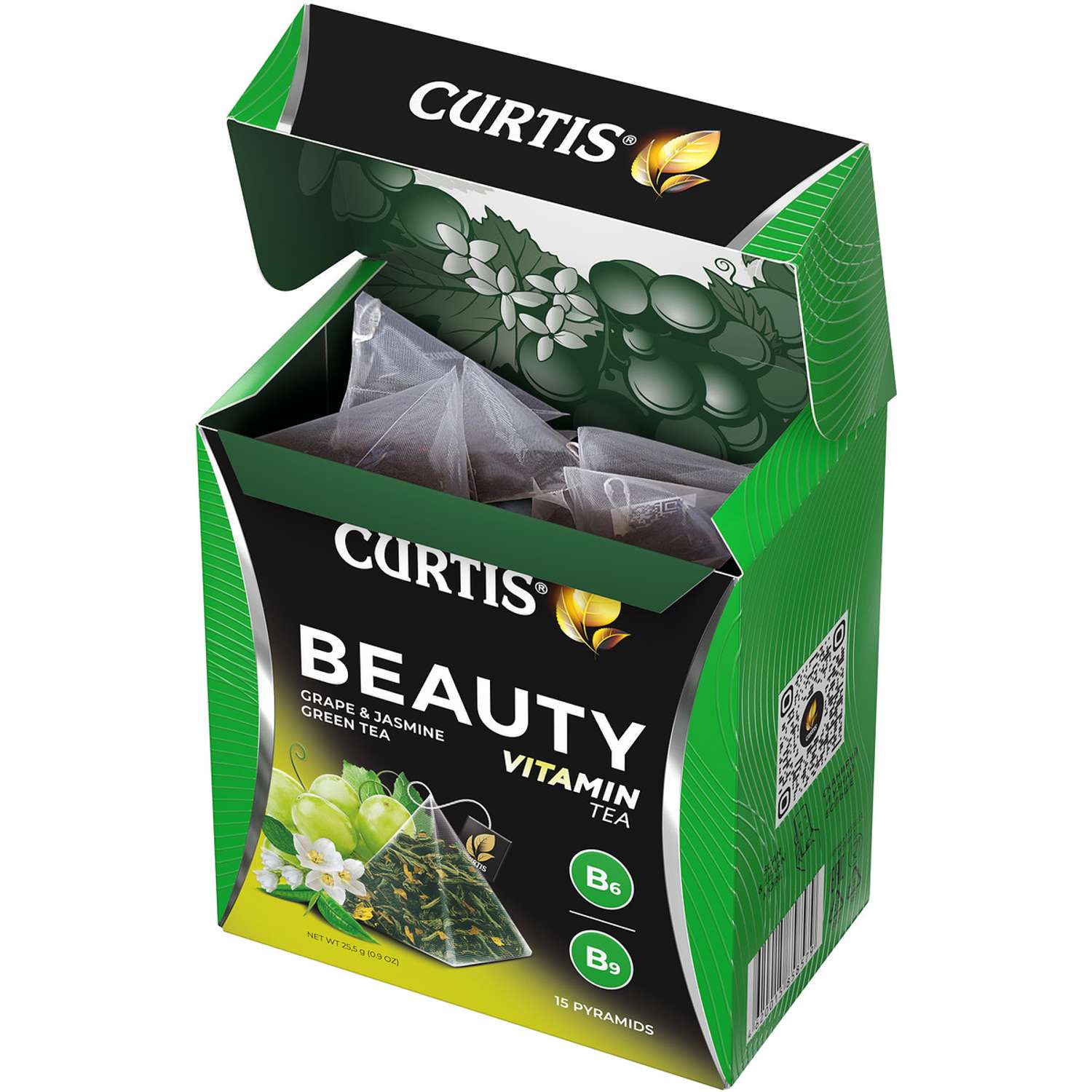 Чай зеленый Curtis Beauty 15 пирамидок с кусочками винограда и витаминами В6 В9 - фото 4