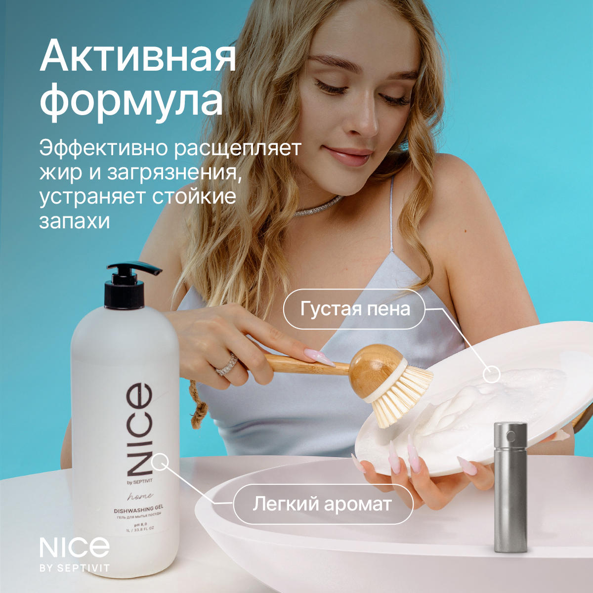 Средство для мытья посуды NICE by Septivit Green Tea 1л