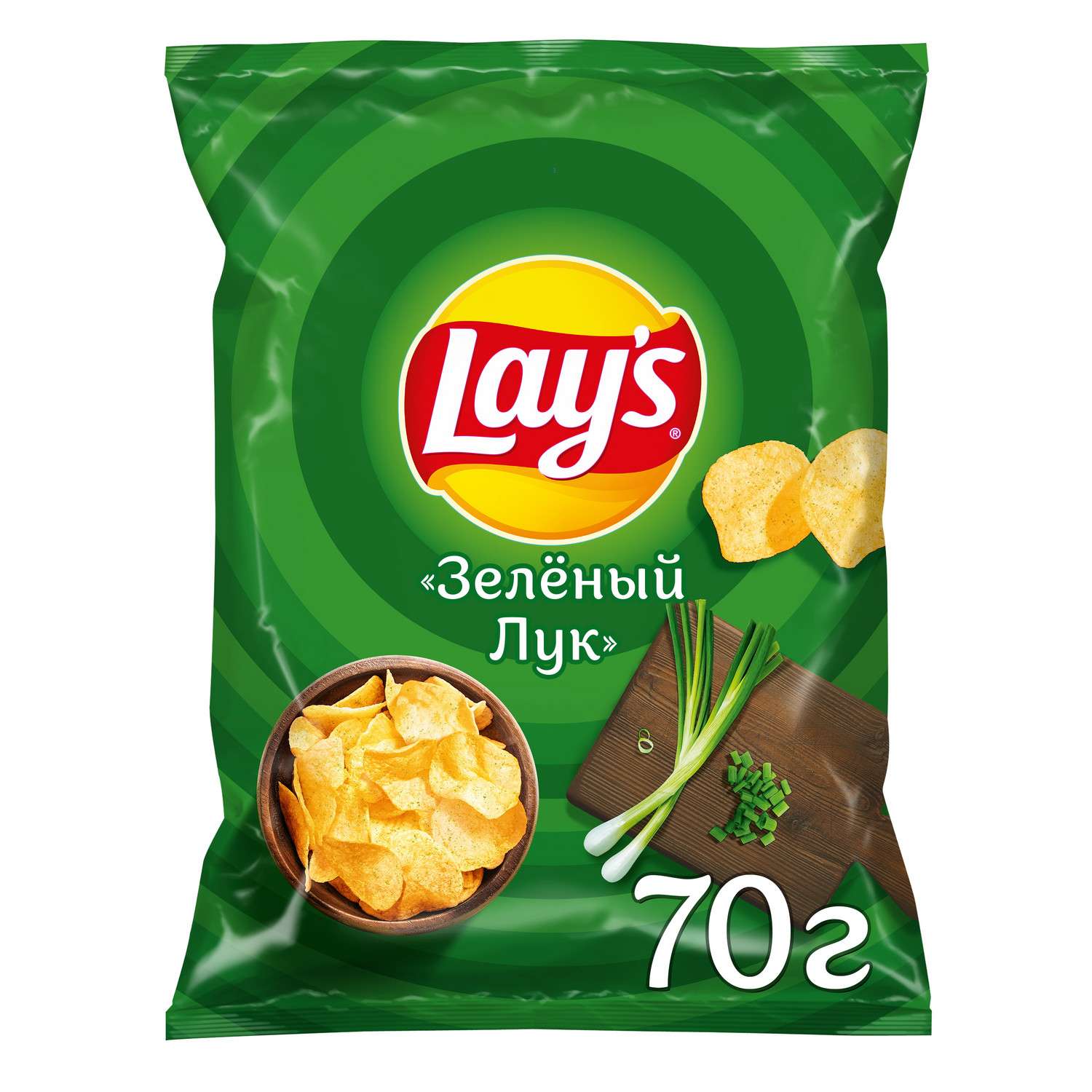 Чипсы из натурального картофеля Lays со вкусом молодого зеленого лука 70г - фото 1