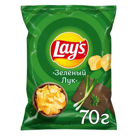 Чипсы из натурального картофеля Lays со вкусом молодого зеленого лука 70г