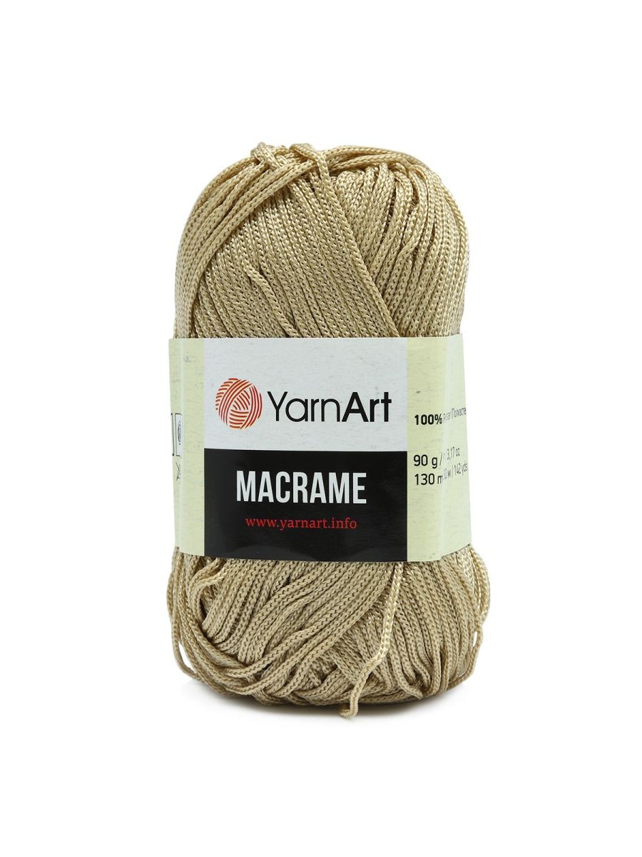 Пряжа YarnArt Macrame прочная в виде шнура полиэстер 90 г 130 м 166 бежевый 6 мотков - фото 6