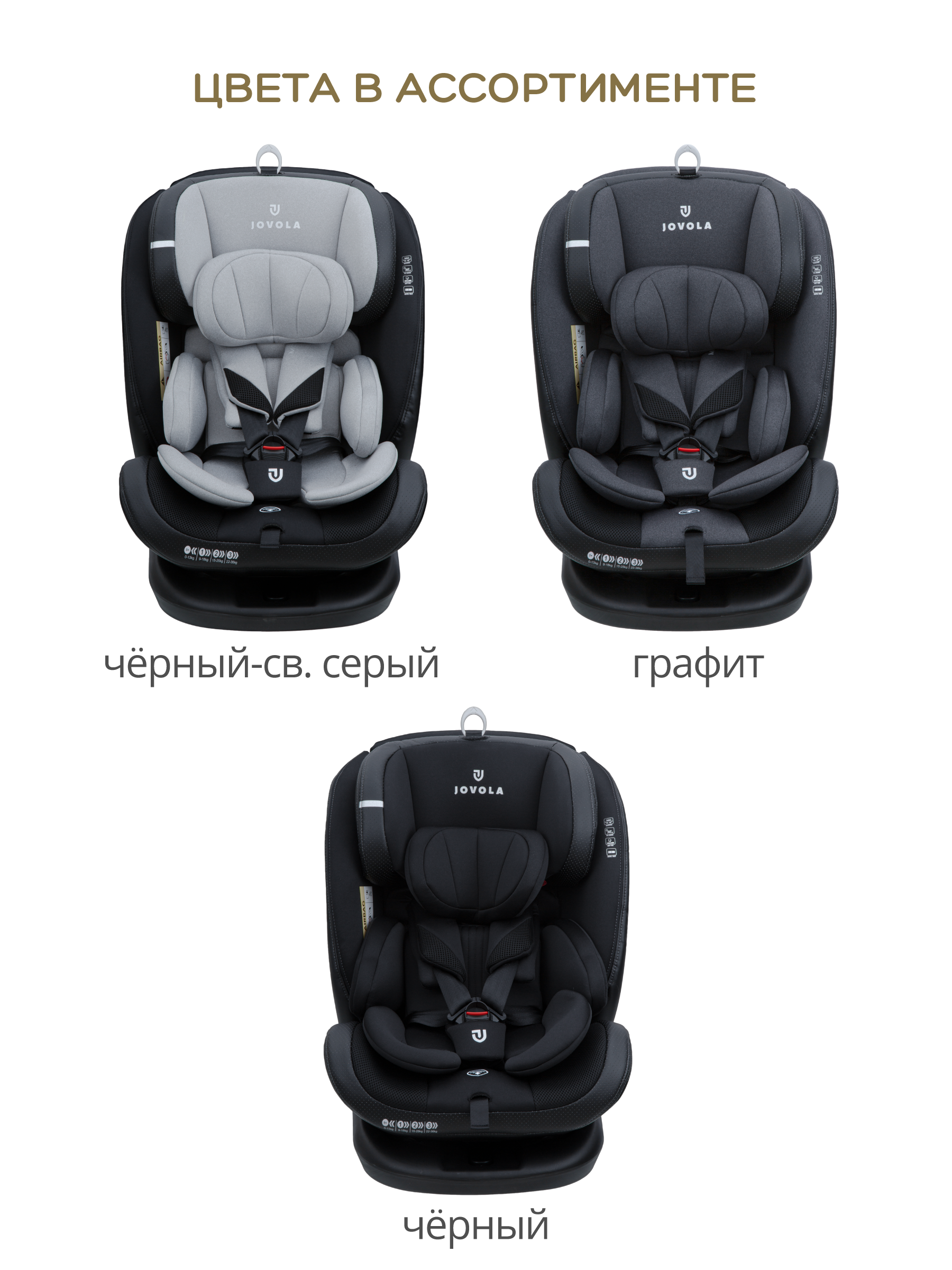 Автокресло JOVOLA MOON ISOFIX группа 0+1+2+3 (0-36 кг) черный - фото 12